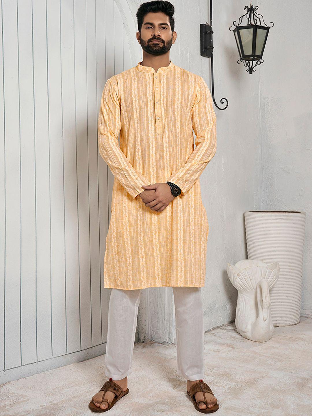 inddus striped cotton straight kurta