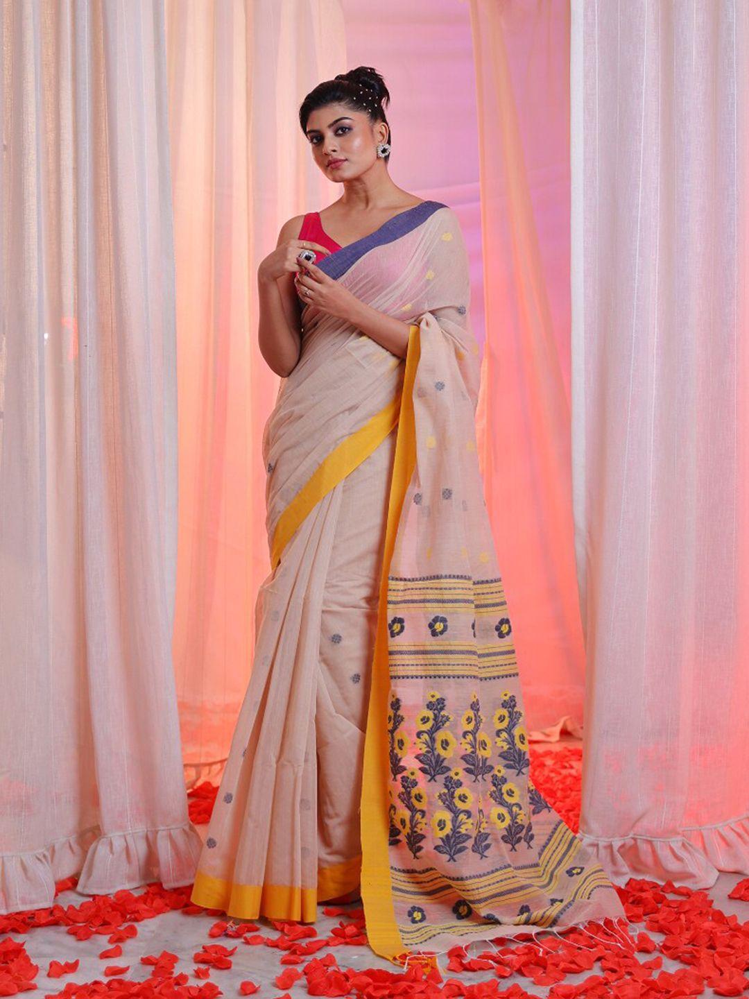 charukriti floral woven design handloom saree