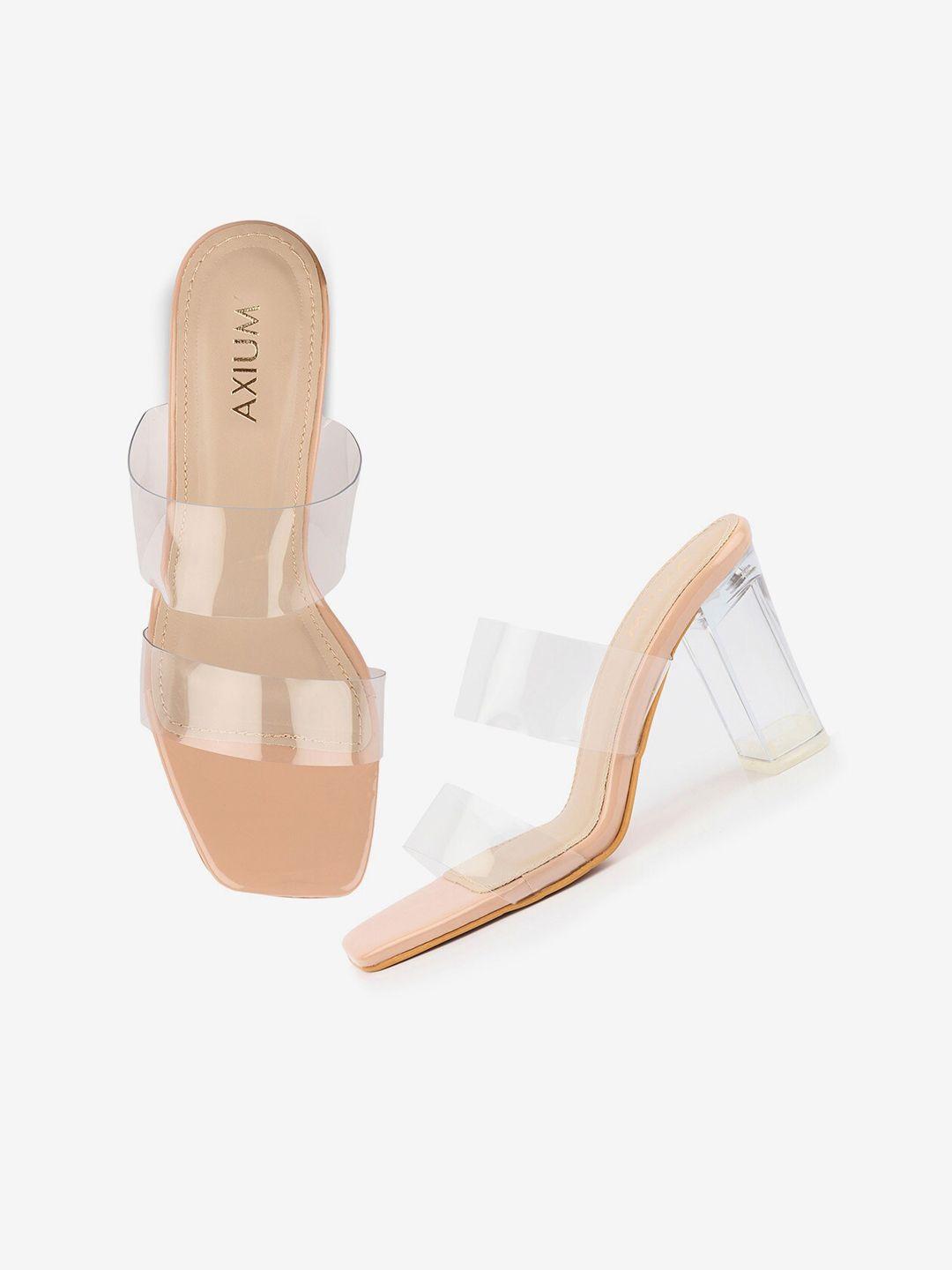 axium open toe block heels