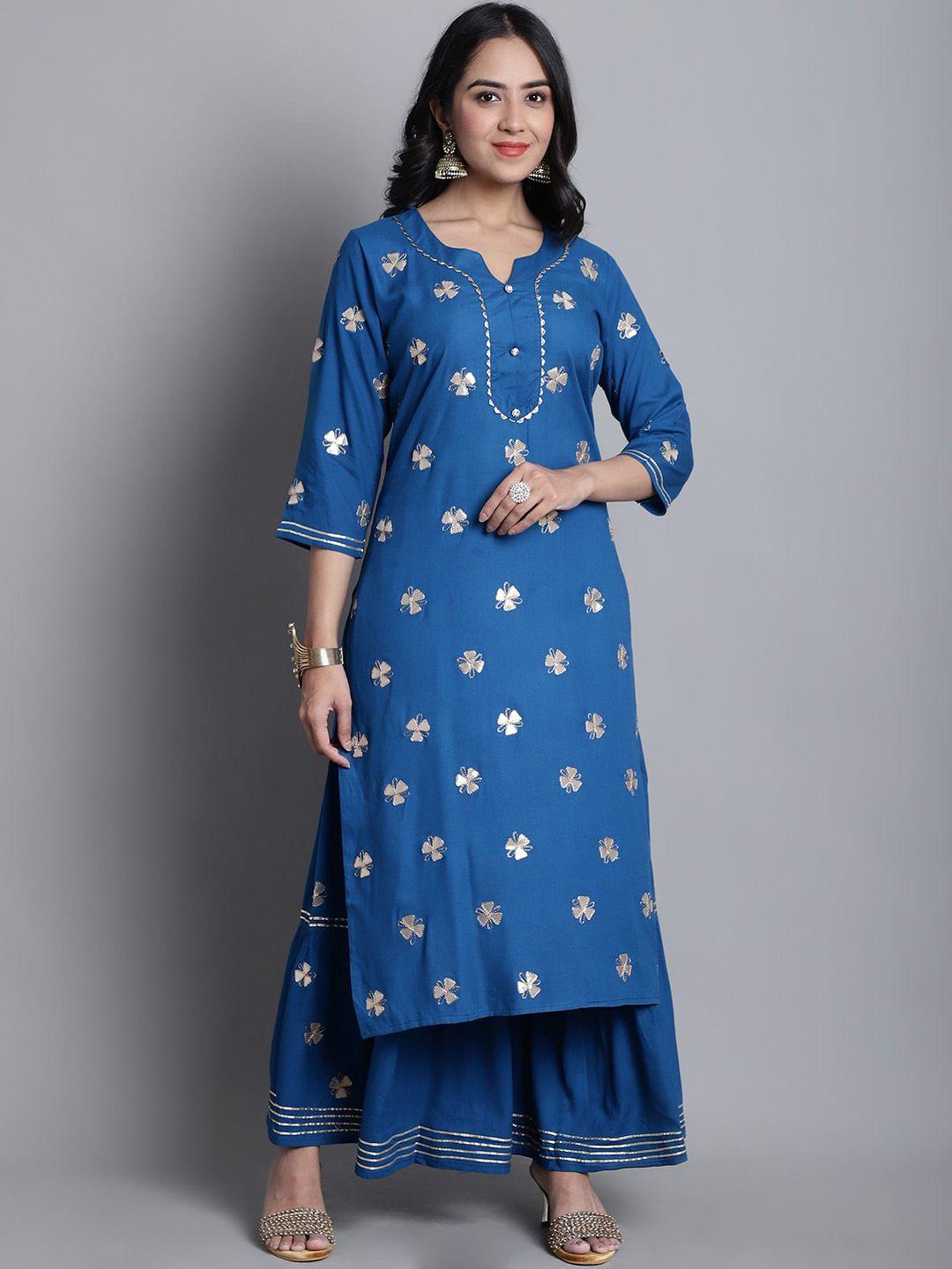 kalini floral embroidered gotta patti kurta with sharara