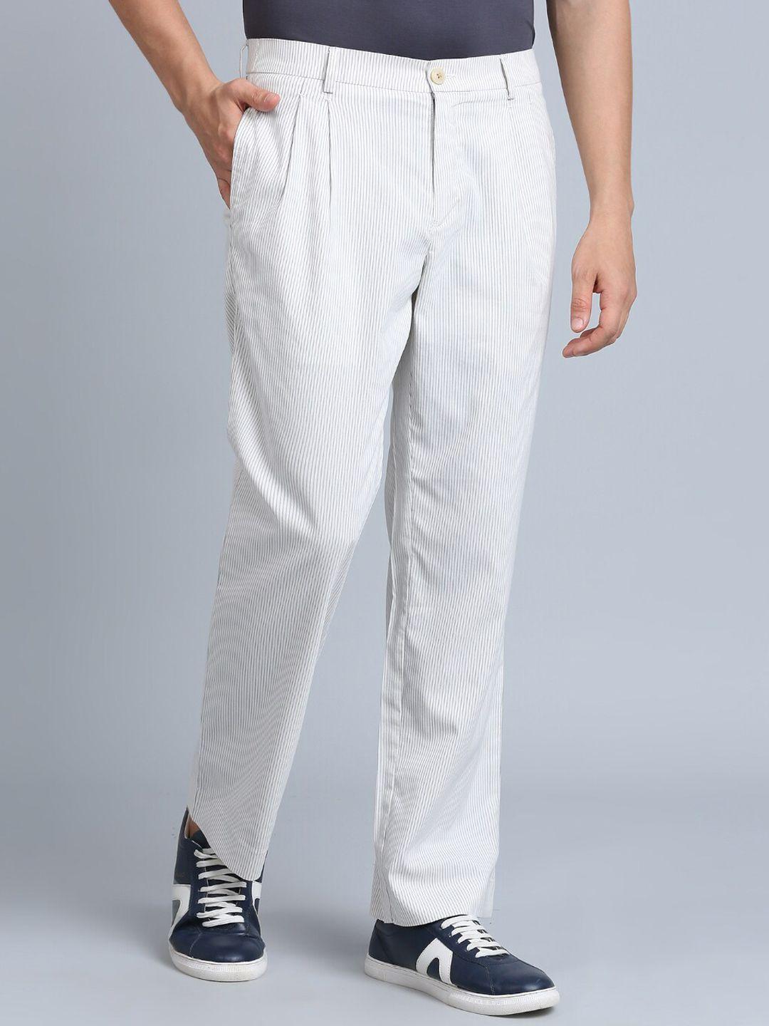 onemile men blue striped loose fit trousers