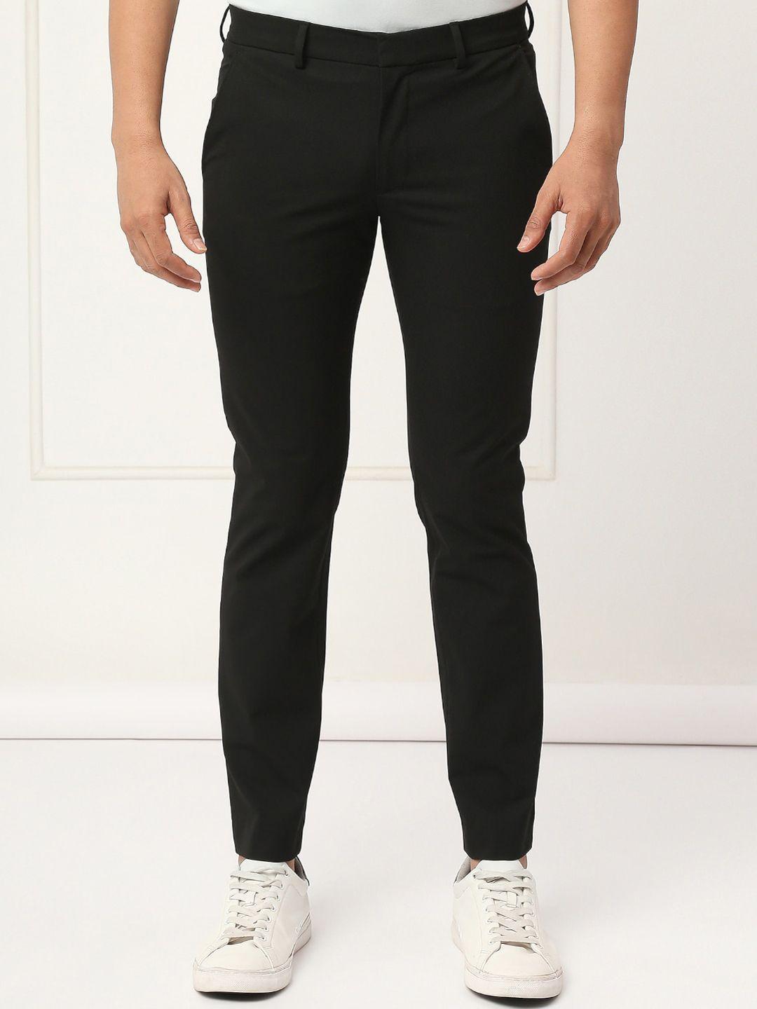 onemile men black smart slim fit trousers