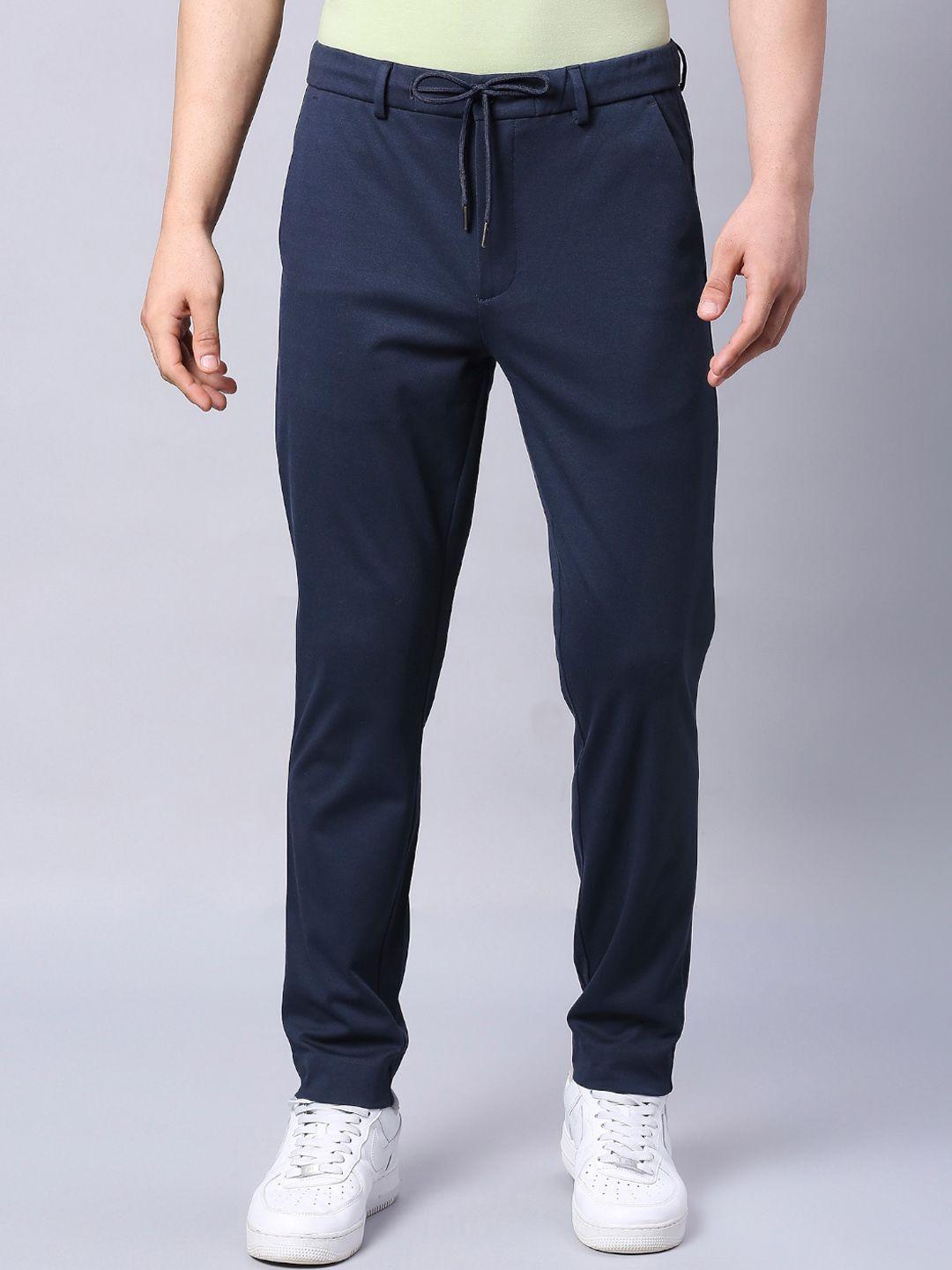 onemile men navy blue relaxed trousers