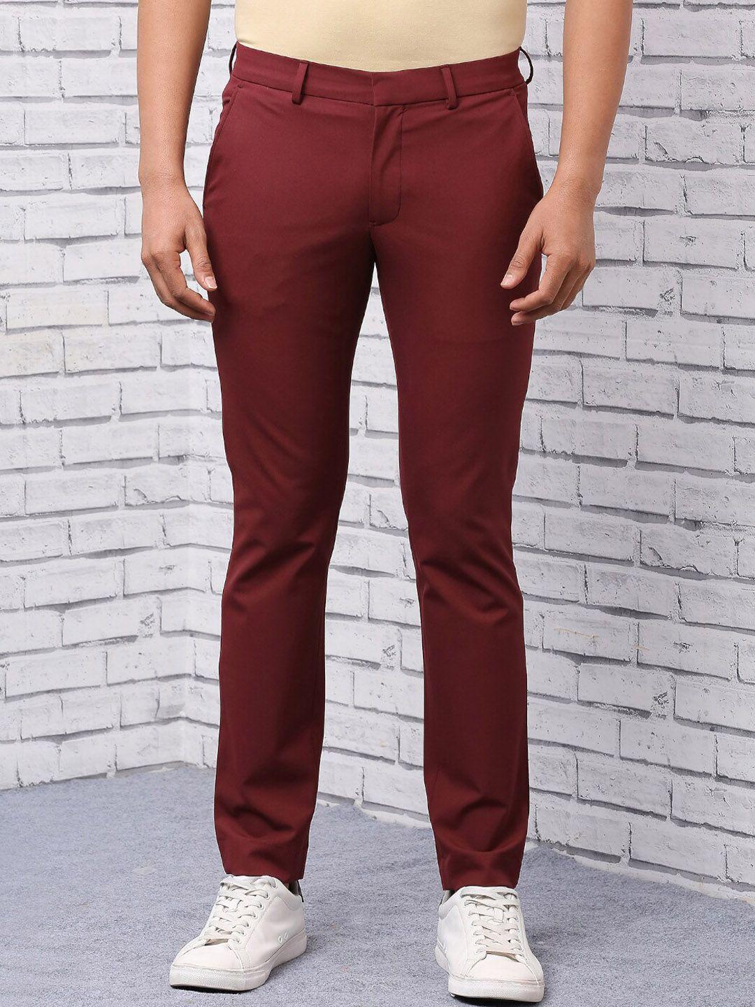 onemile men red smart slim fit chinos trousers