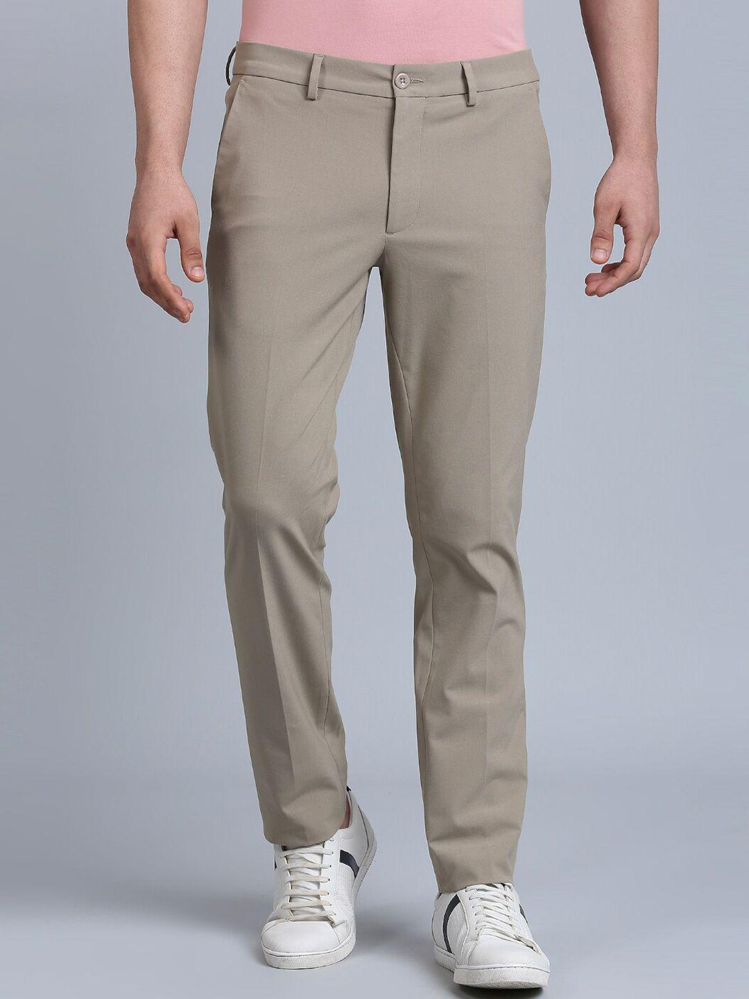 onemile men smart slim fit mid rise trousers