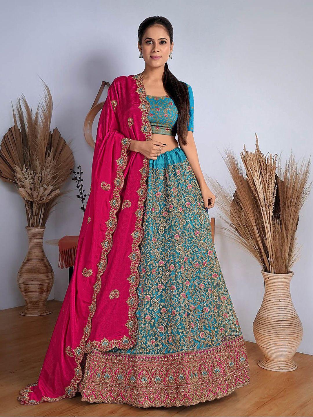 halfsaree studio embroidered beads and stones semi-stitched lehenga choli