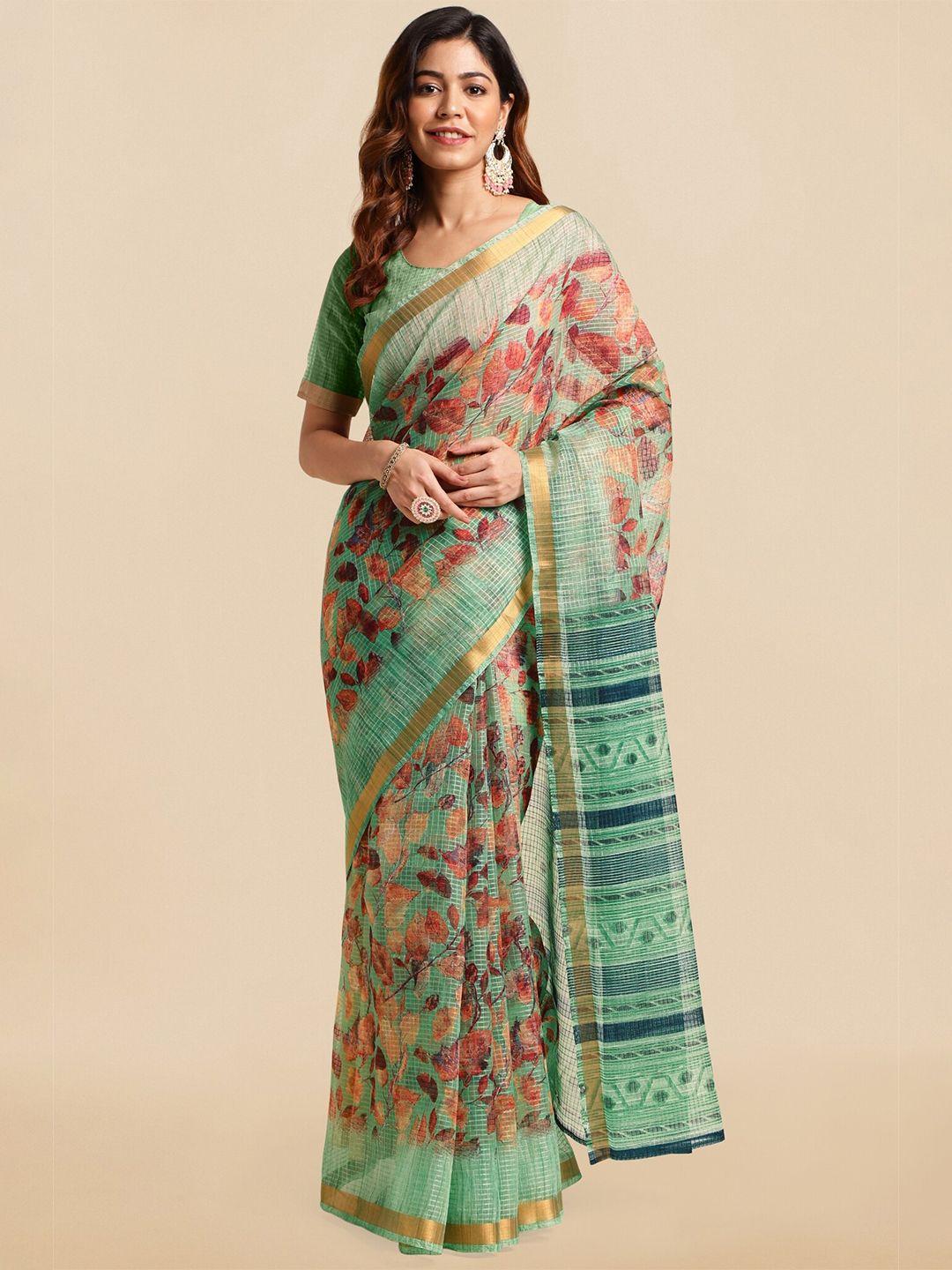 mirchi fashion floral printed zari saree