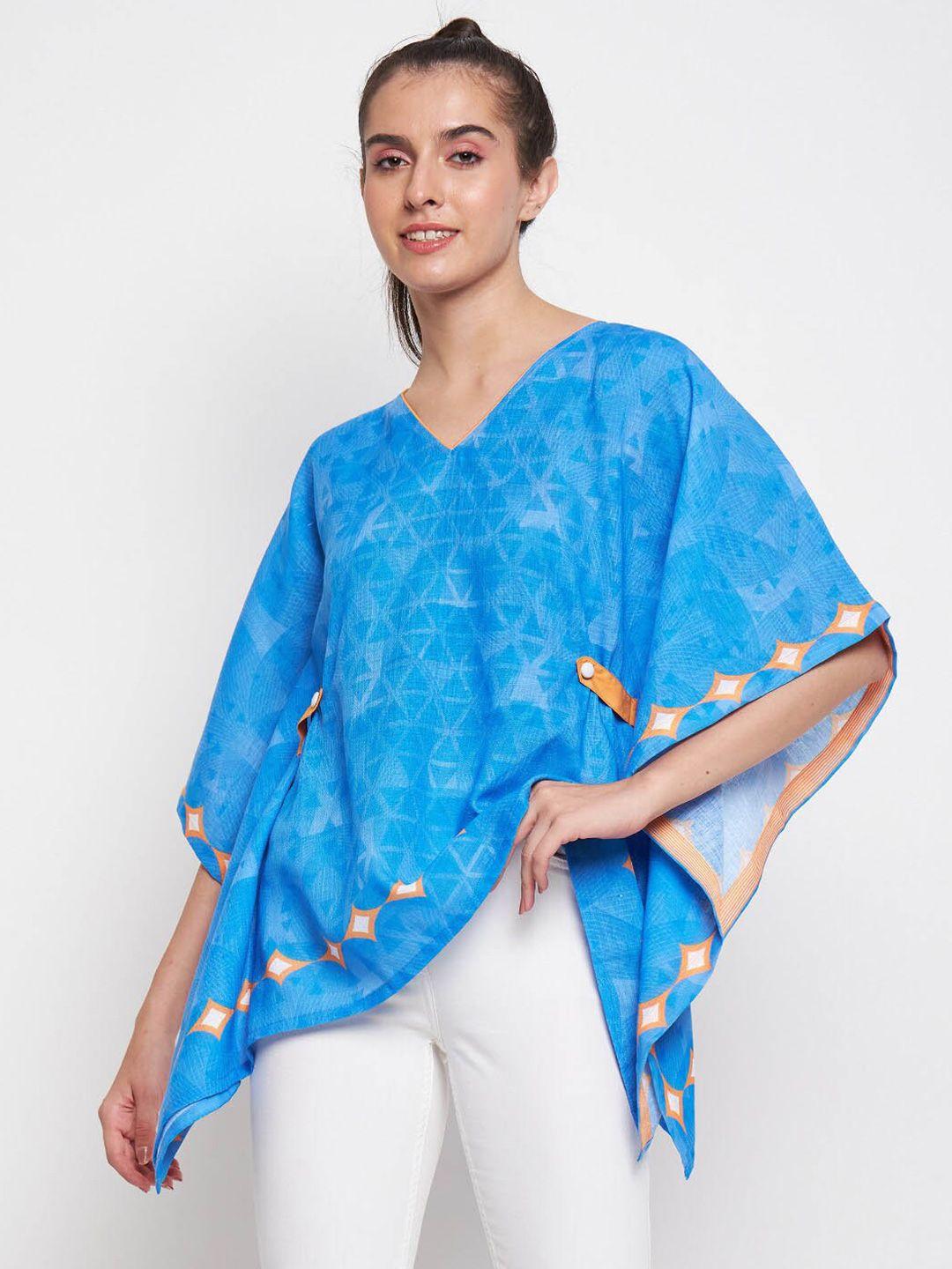 the kaftan company geometric printed kimono sleeve kaftan top