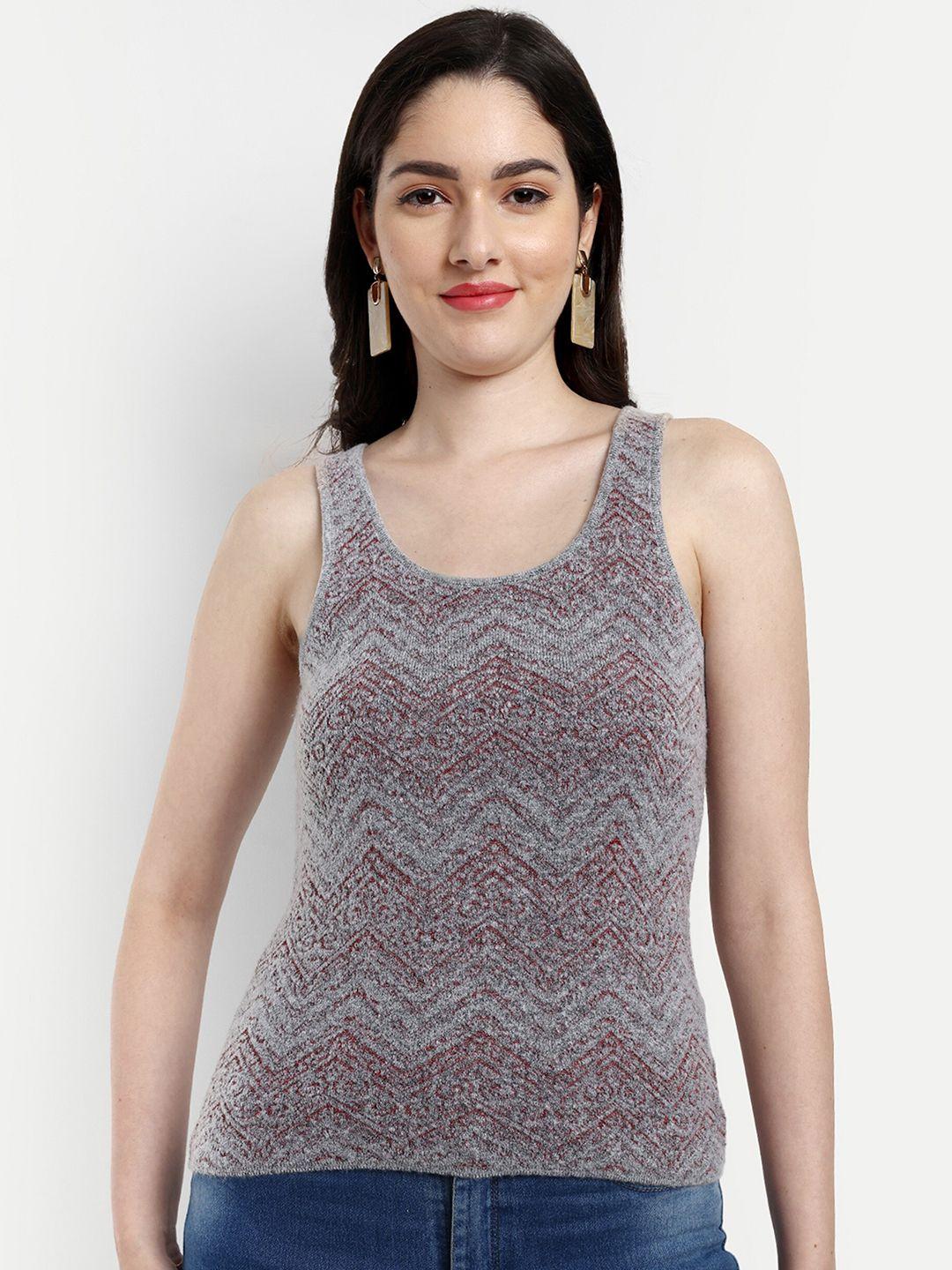 creative line self design sleeveless woollen top