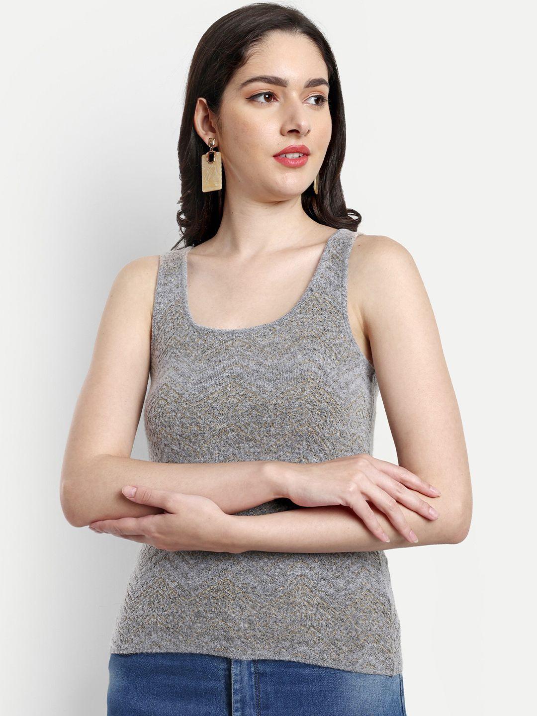 creative line grey woollen tank top