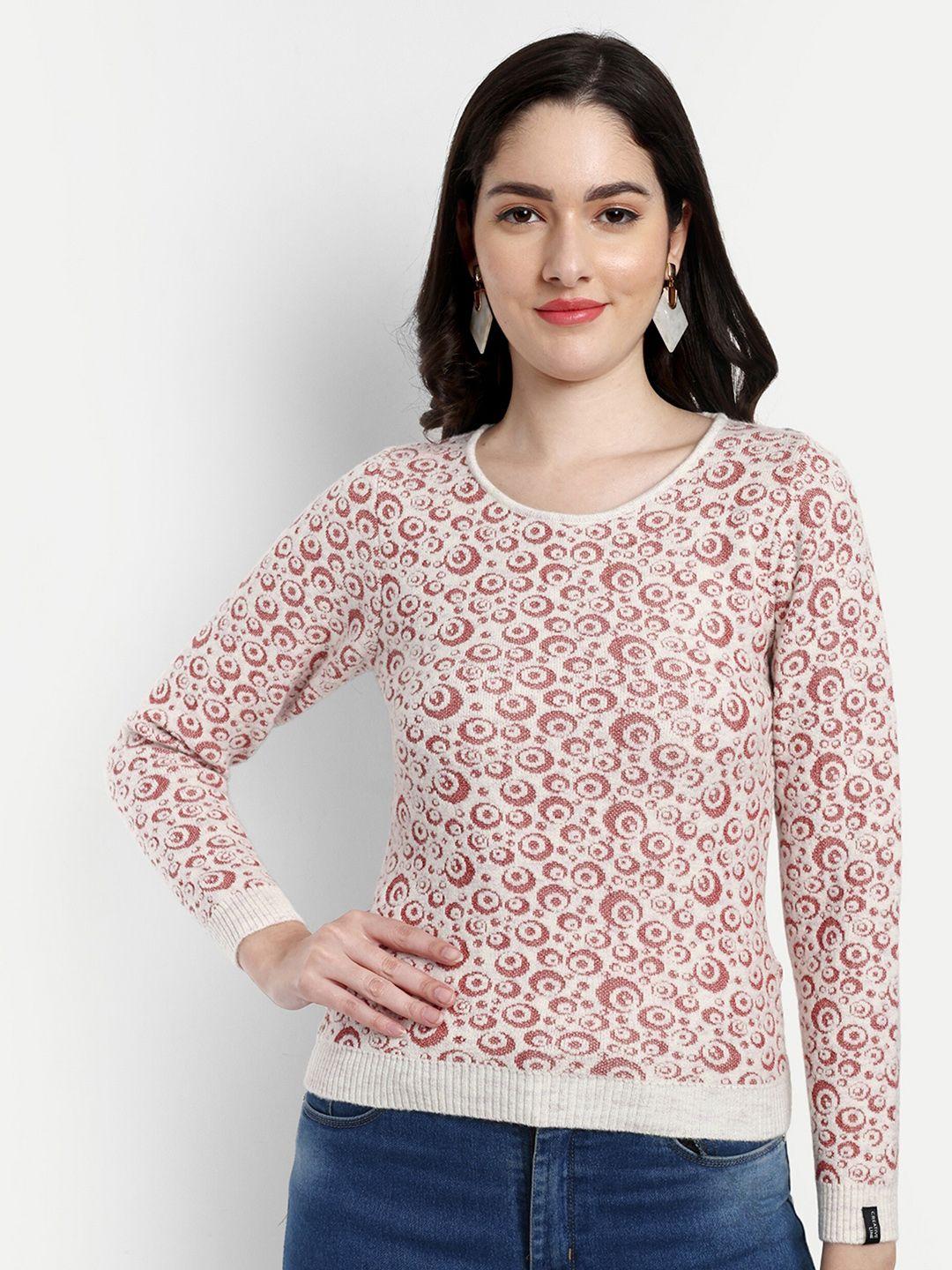 creative line conversational printed woollen top