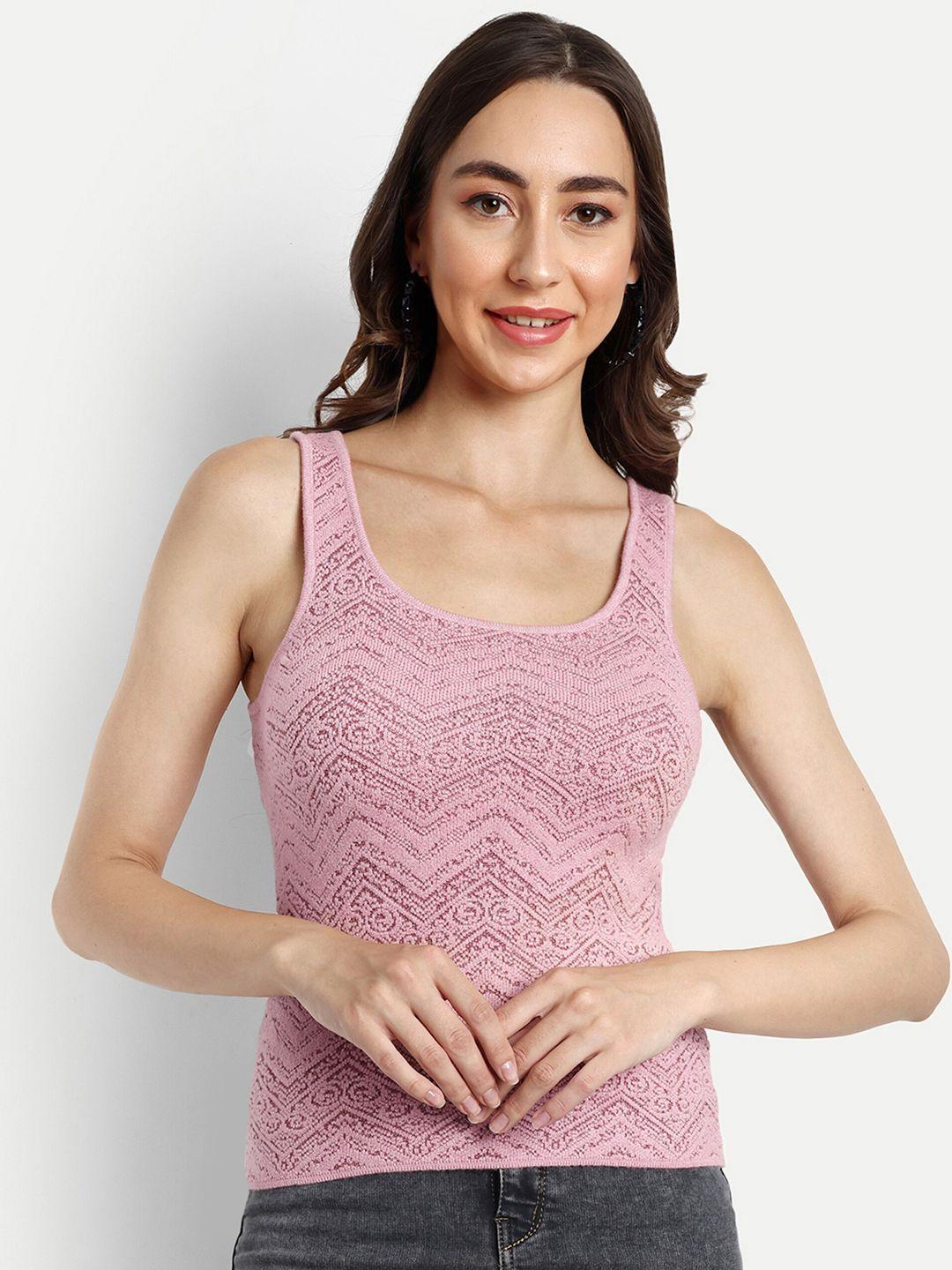 creative line pink woollen tank top