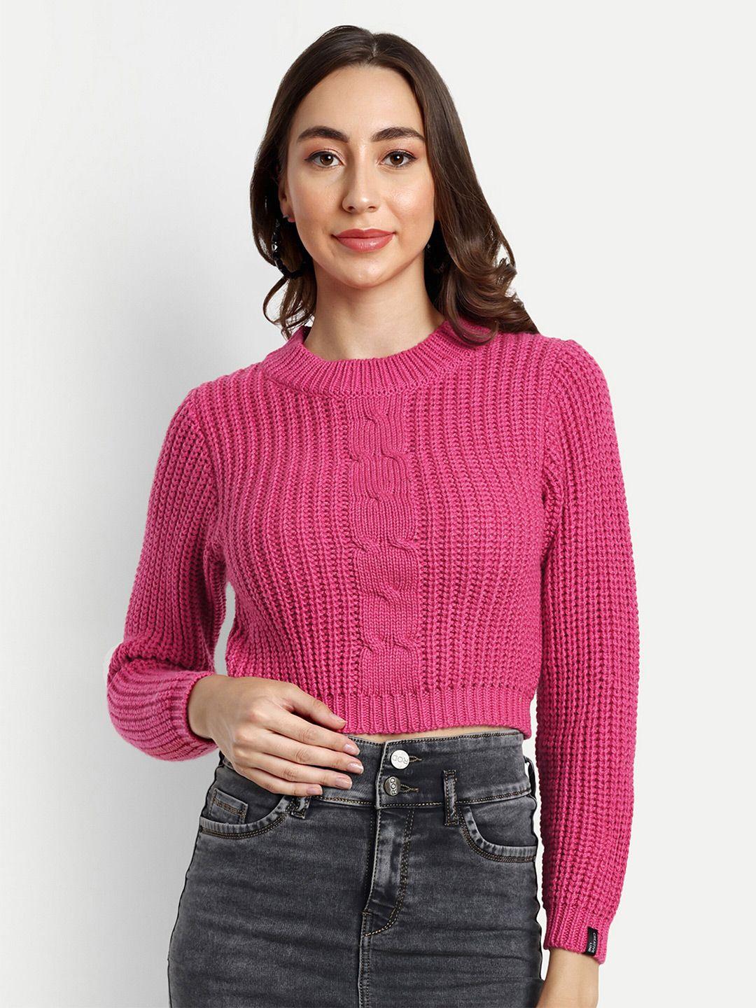 creative line self design woollen crop top