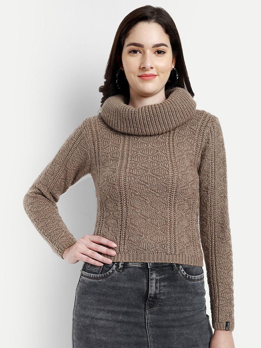 creative line high neck self design woollen top