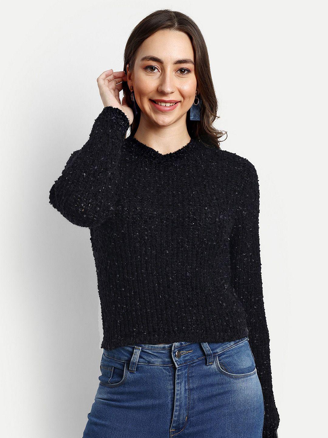 creative line self design woollen crop top