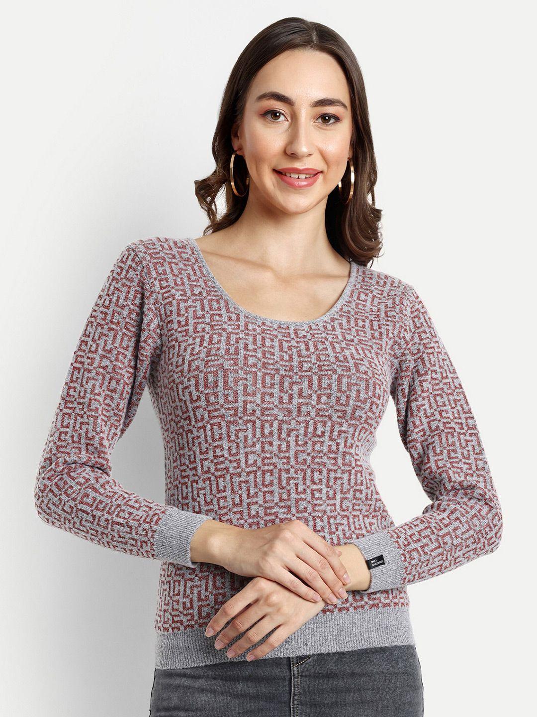 creative line grey print woollen top