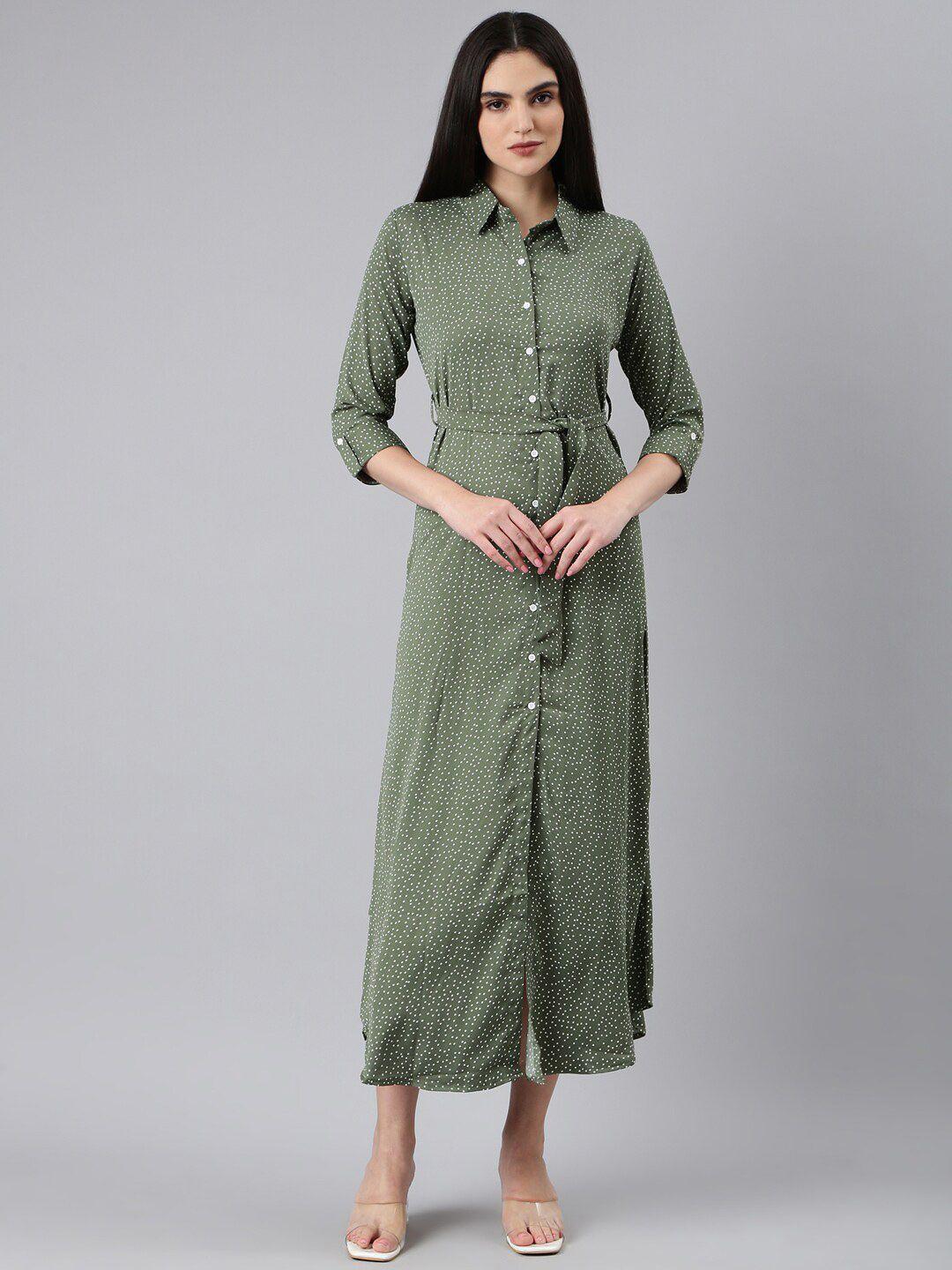 showoff printed shirt midi dress