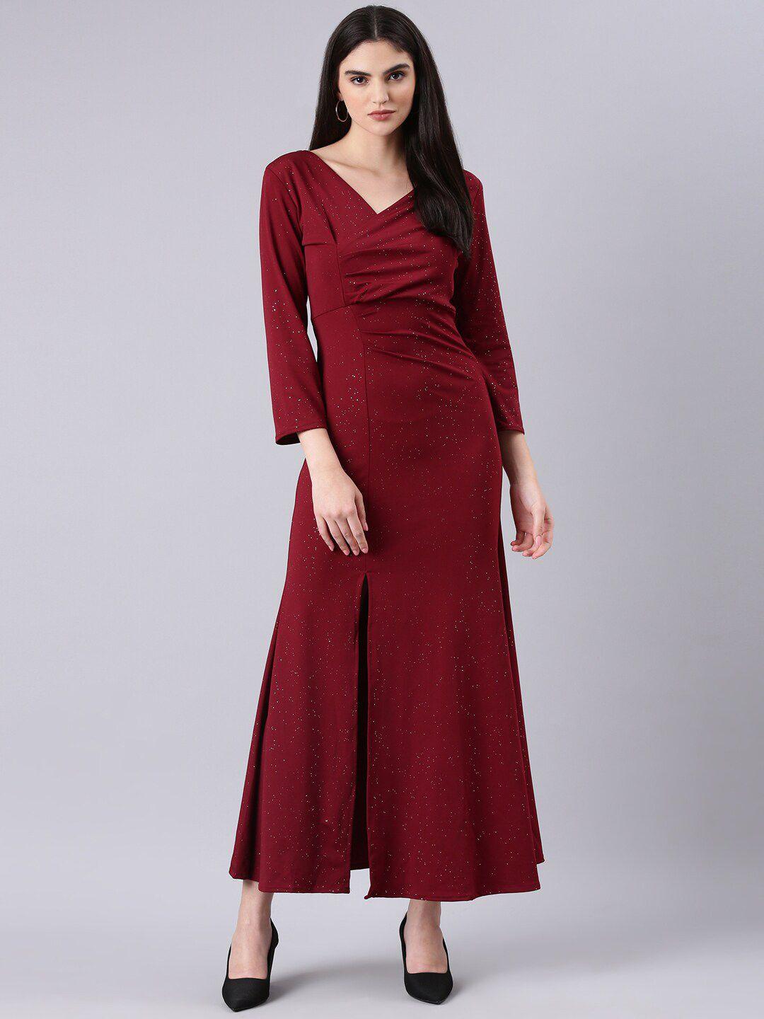 showoff maroon midi dress