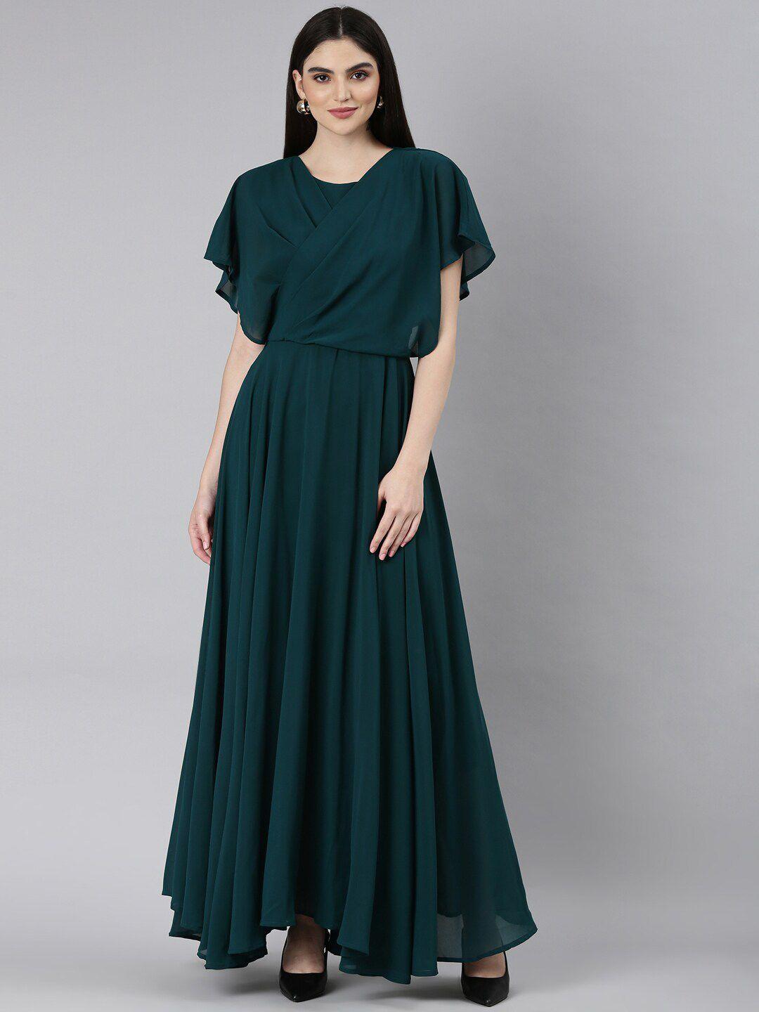 showoff flutter sleeve fit & flare maxi dress