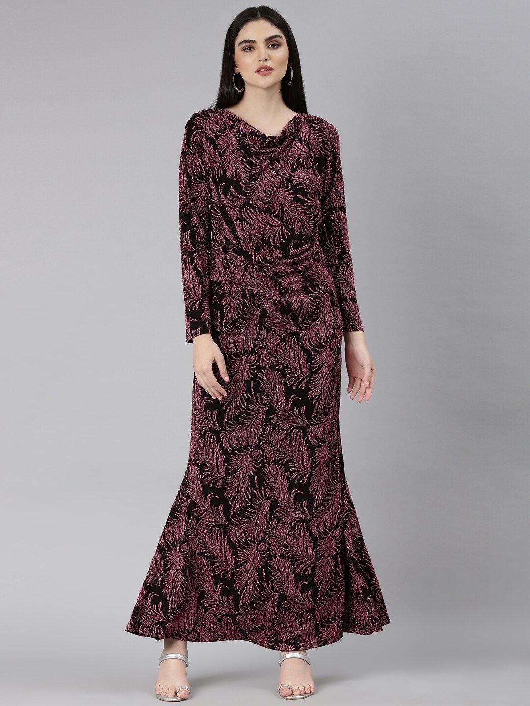 showoff animal print slit sleeve a-line dress