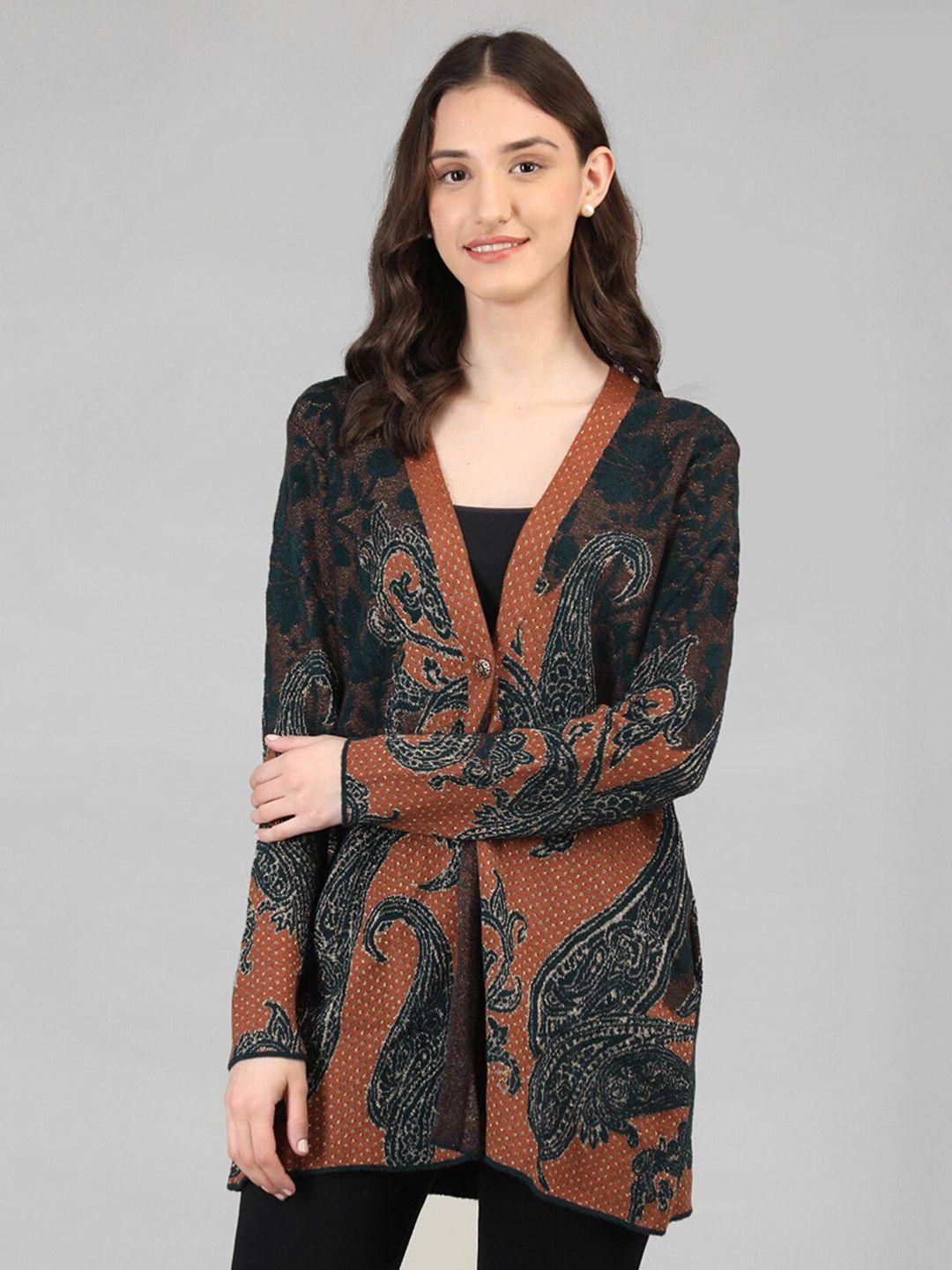 rage ethnic motifs printed acrylic cardigan