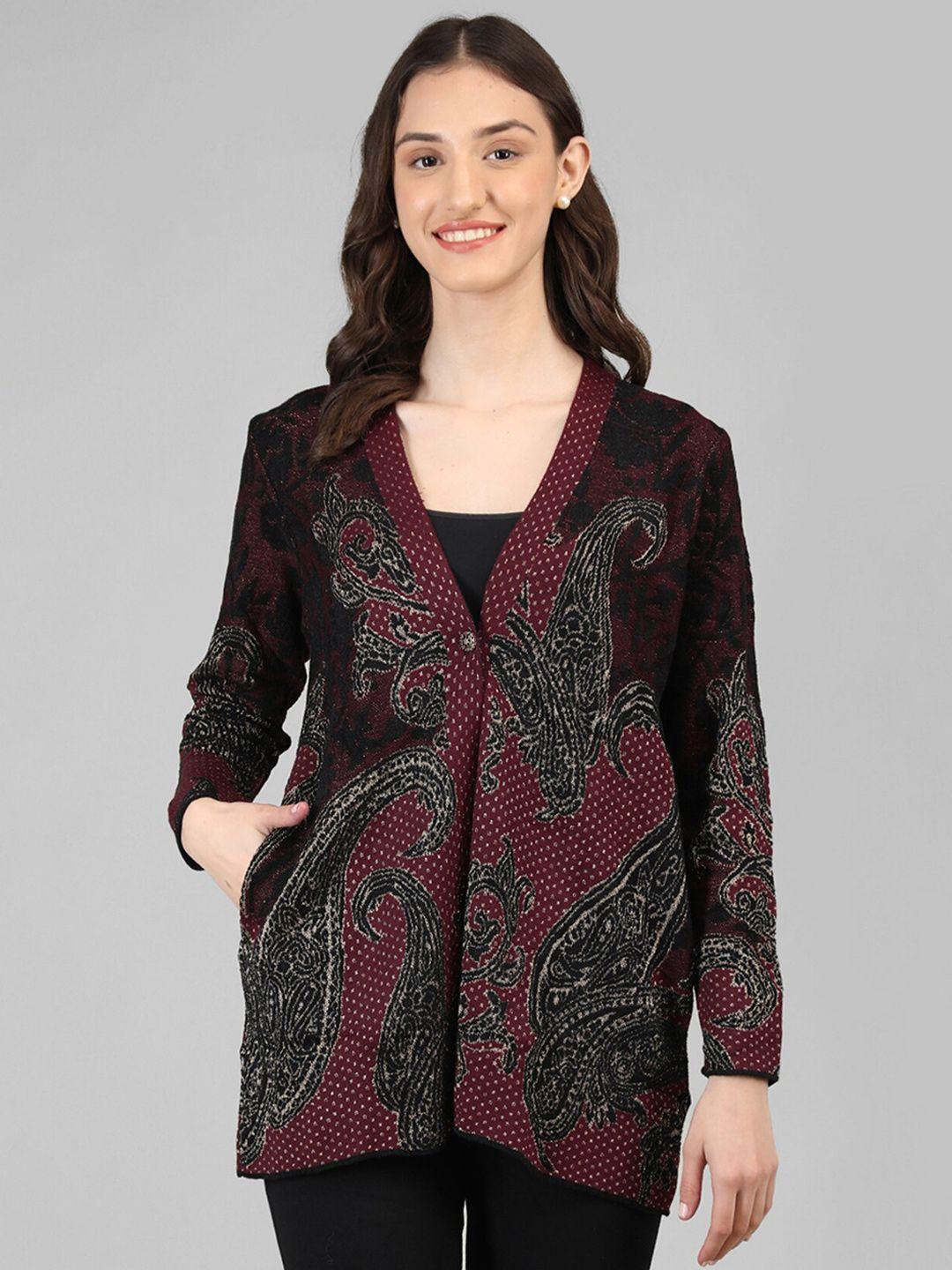 rage ethnic motifs printed acrylic cardigan