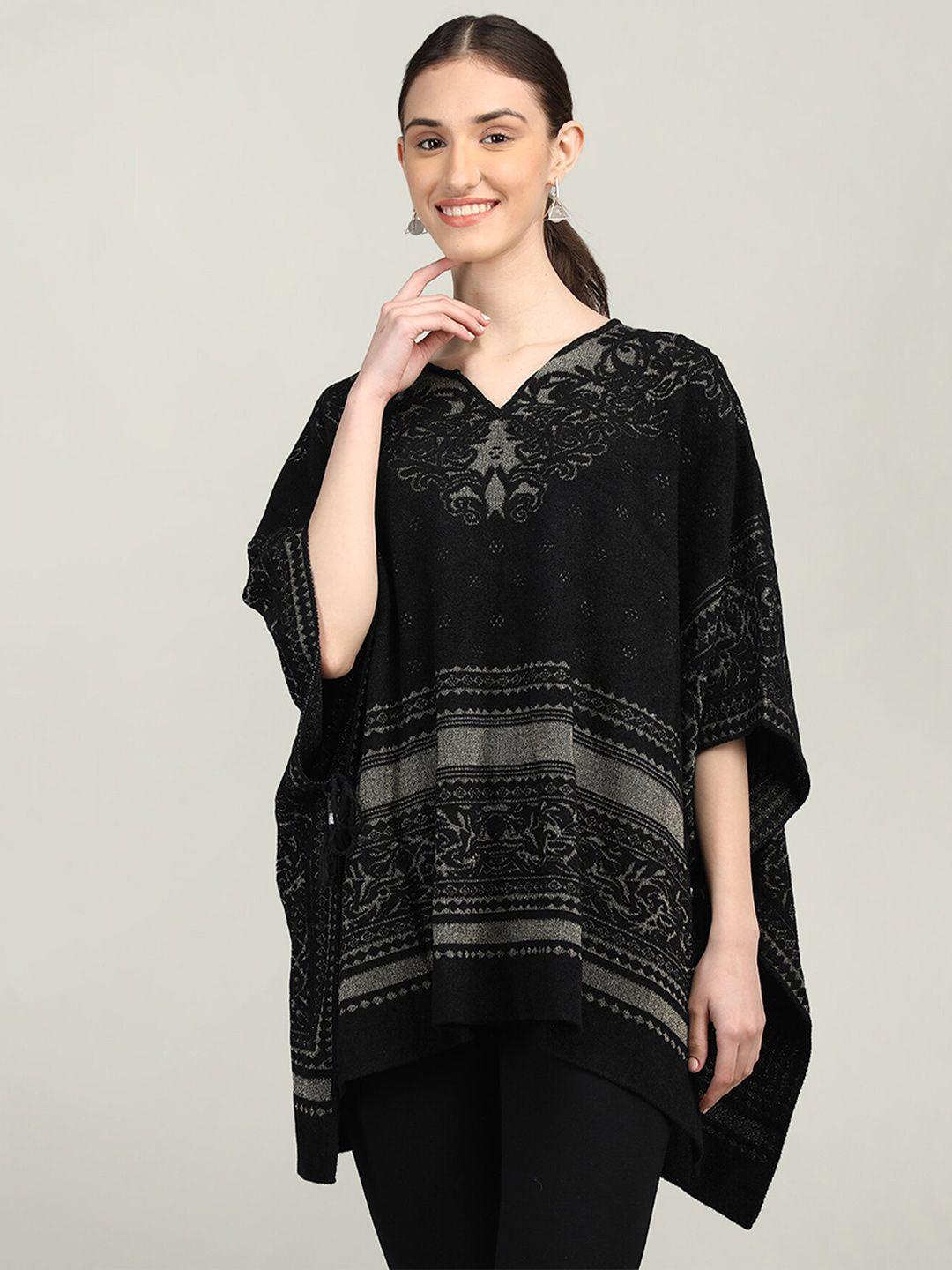 rage ethnic motifs printed acrylic poncho