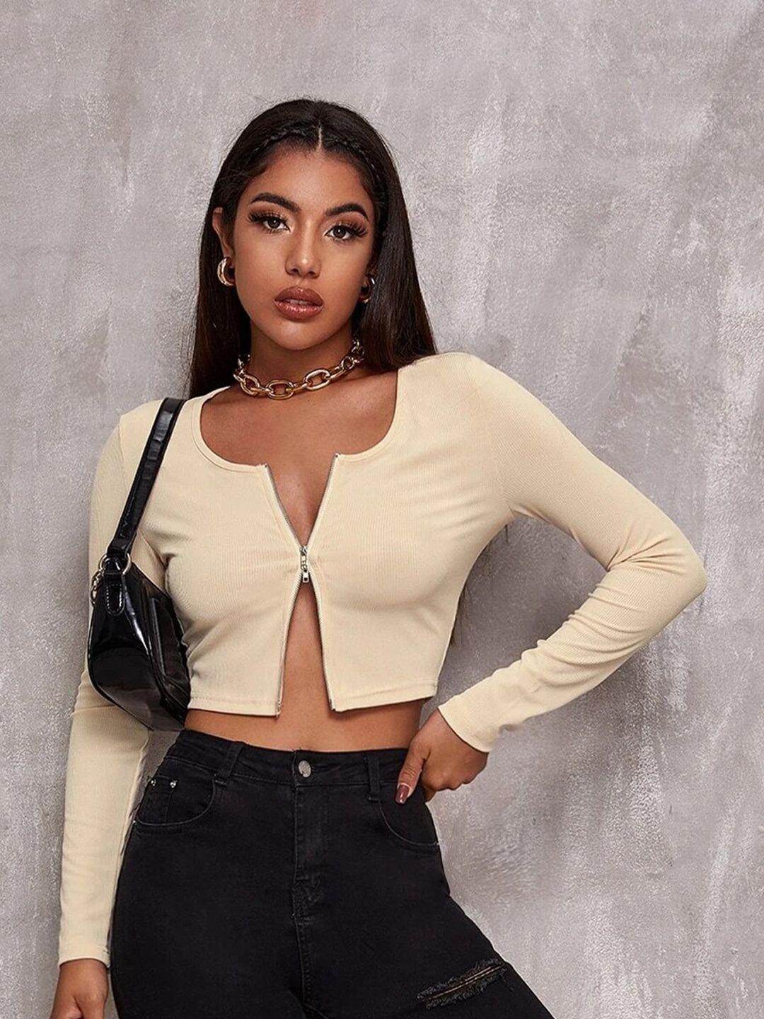 lulu & sky round neck fitted crop top