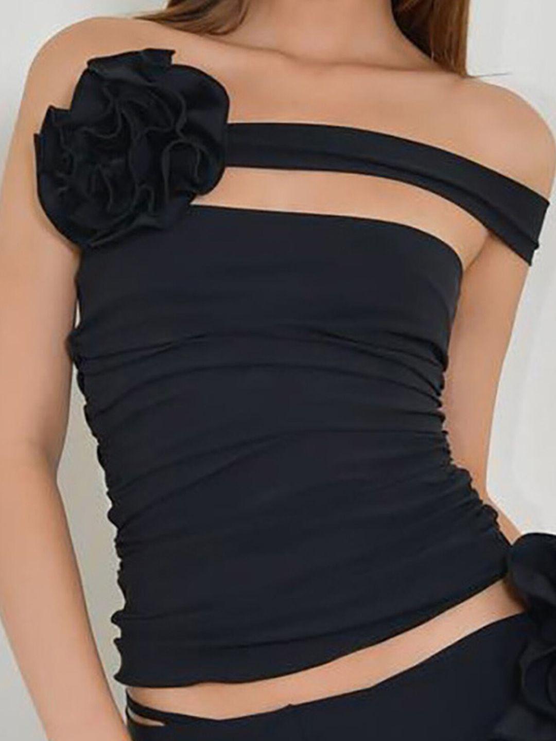 lulu & sky off-shoulder bardot crop top