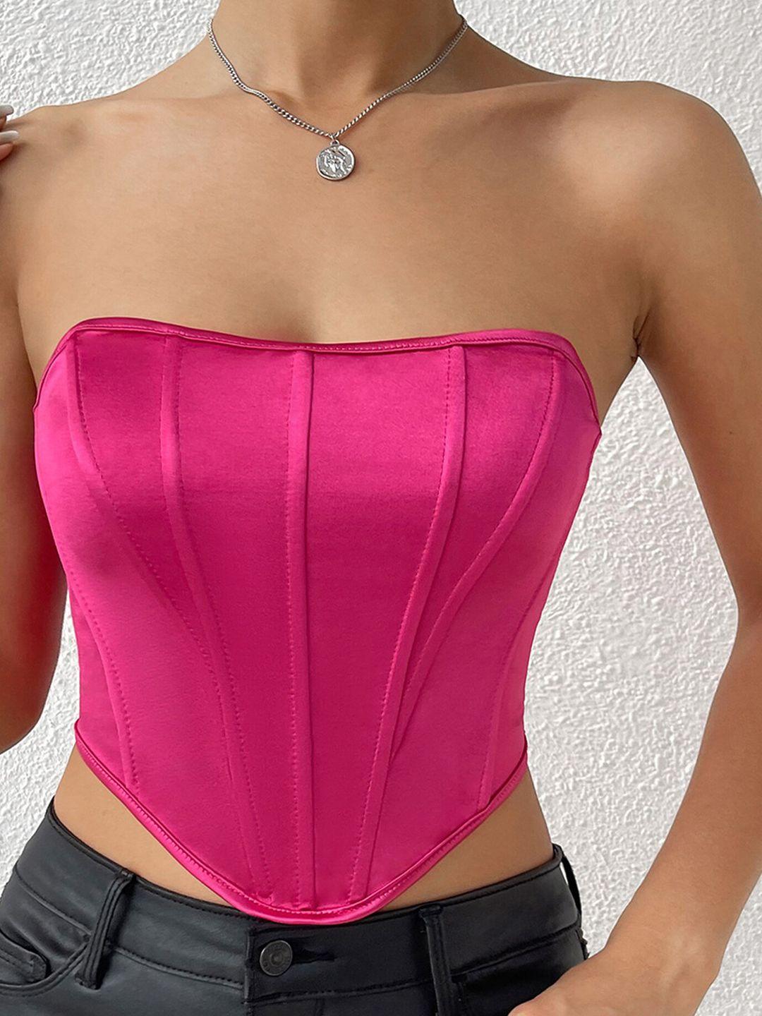 lulu & sky off-shoulder fitted crop top