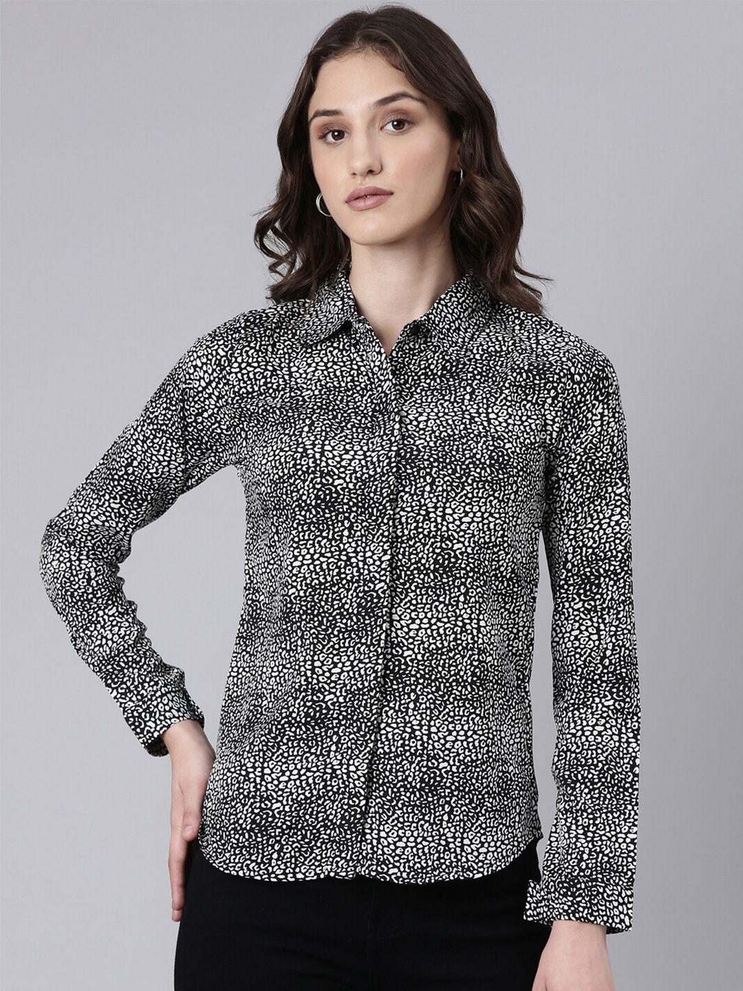 showoff slim fit animal printed casual shirt