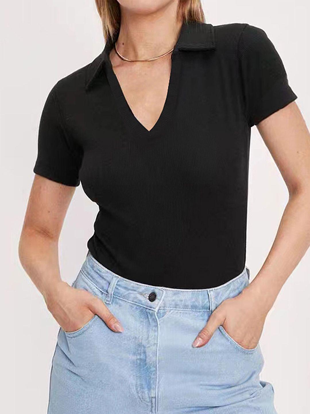 lulu & sky ribbed polo collar bodysuit