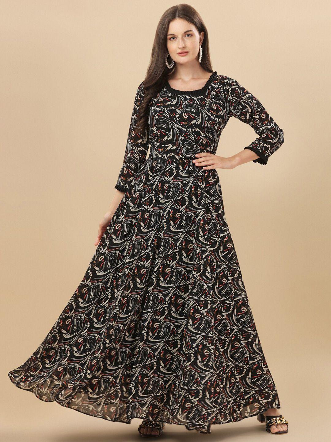 kalini multicoloured ethnic motifs print georgette maxi dress