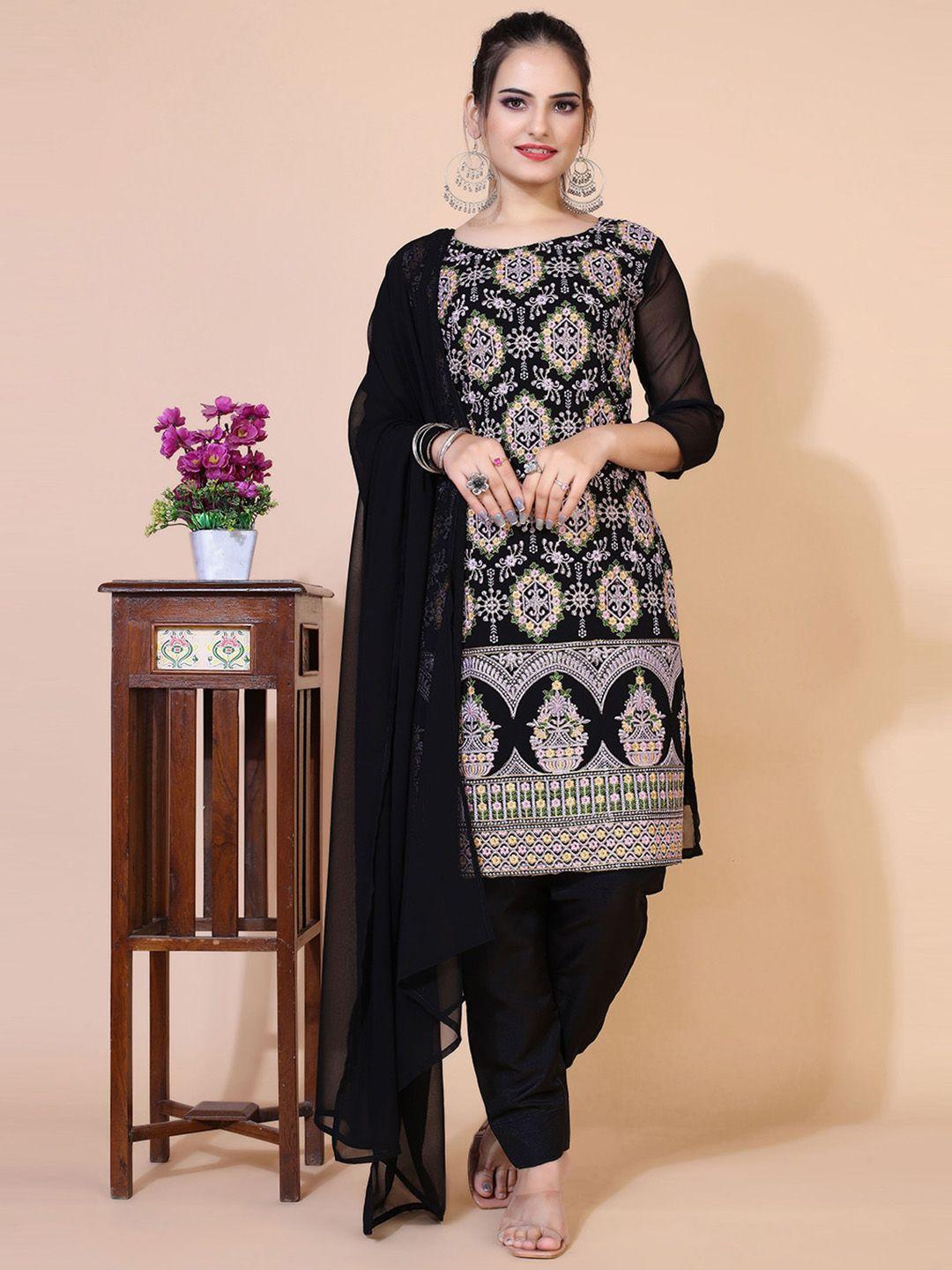 kalini floral embroidered kurta with trousers & dupatta