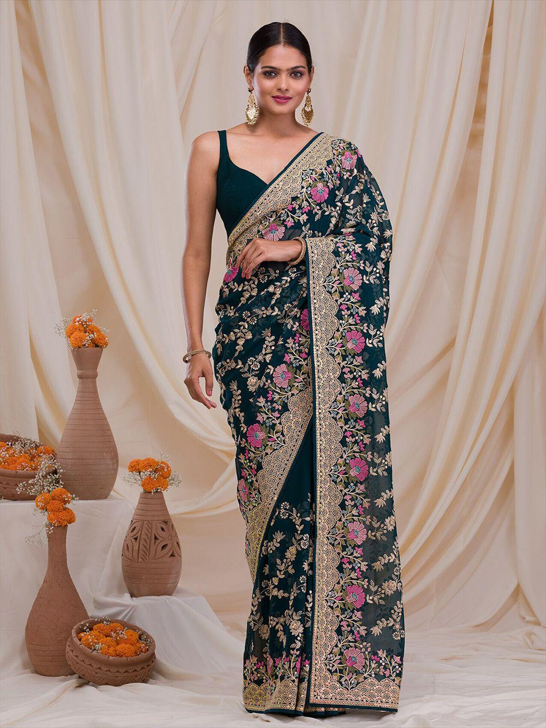 koskii floral embroidered saree