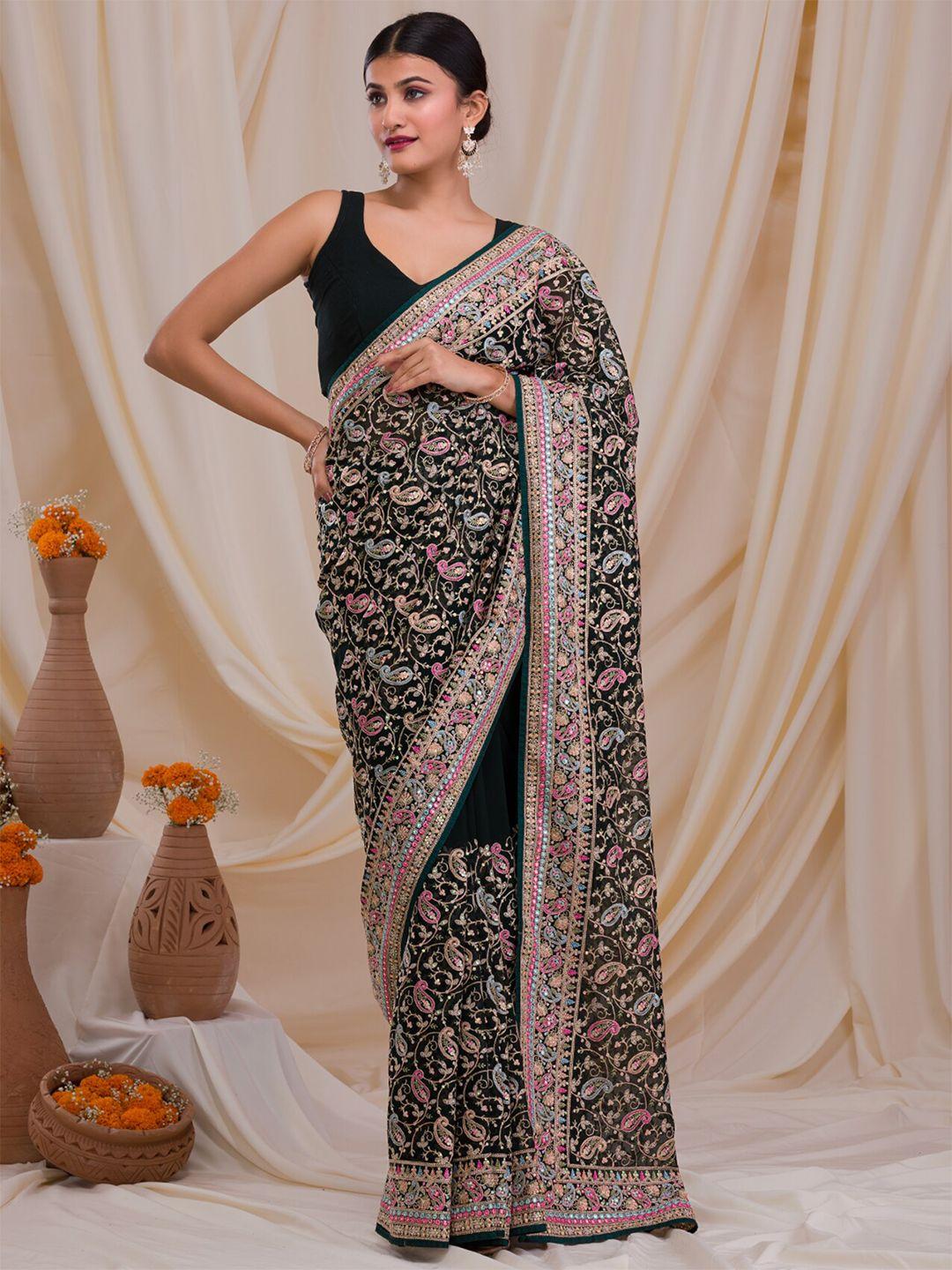 koskii paisley embroidered georgette saree