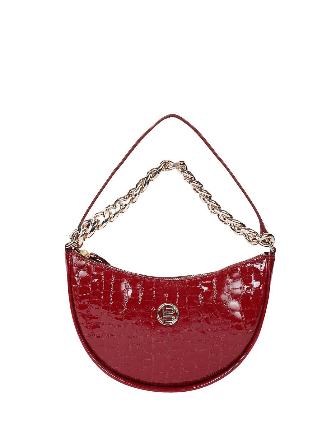 bagatt textured half moon leather hobo bag