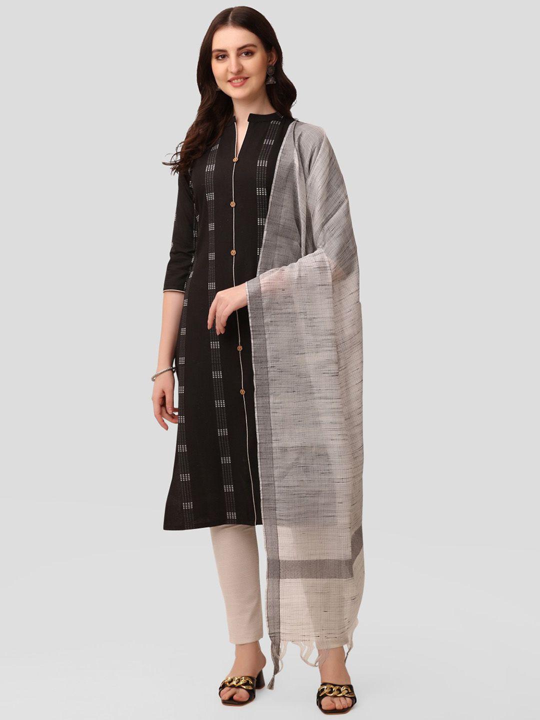 anouk geometric woven design regular pure cotton kurta with trousers & dupatta