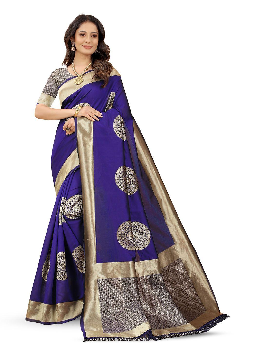 barkiya creation ethnic motifs woven design zari pure cotton banarasi saree