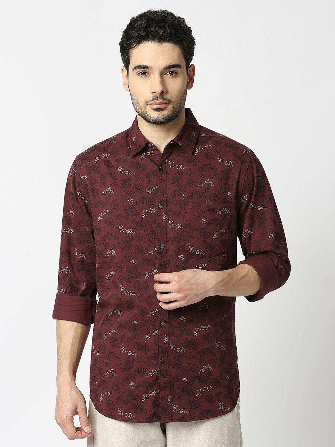 valen club slim fit conversational printed spread collar cotton casual shirt