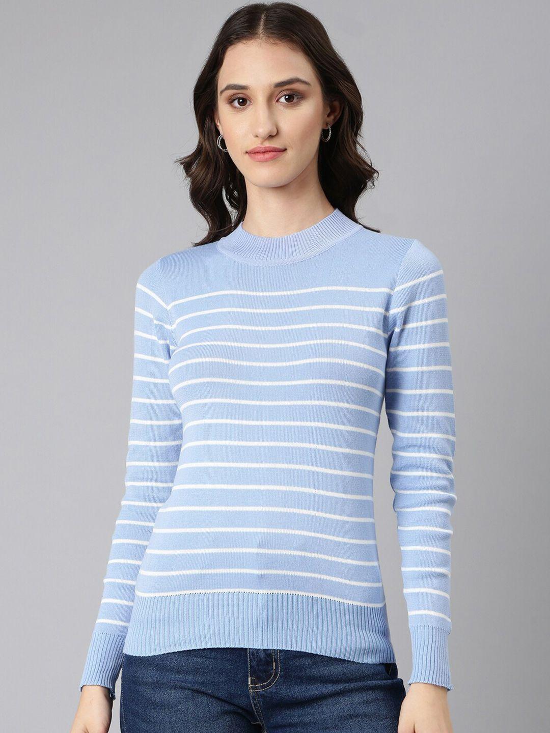 showoff horizontal striped round neck regular top