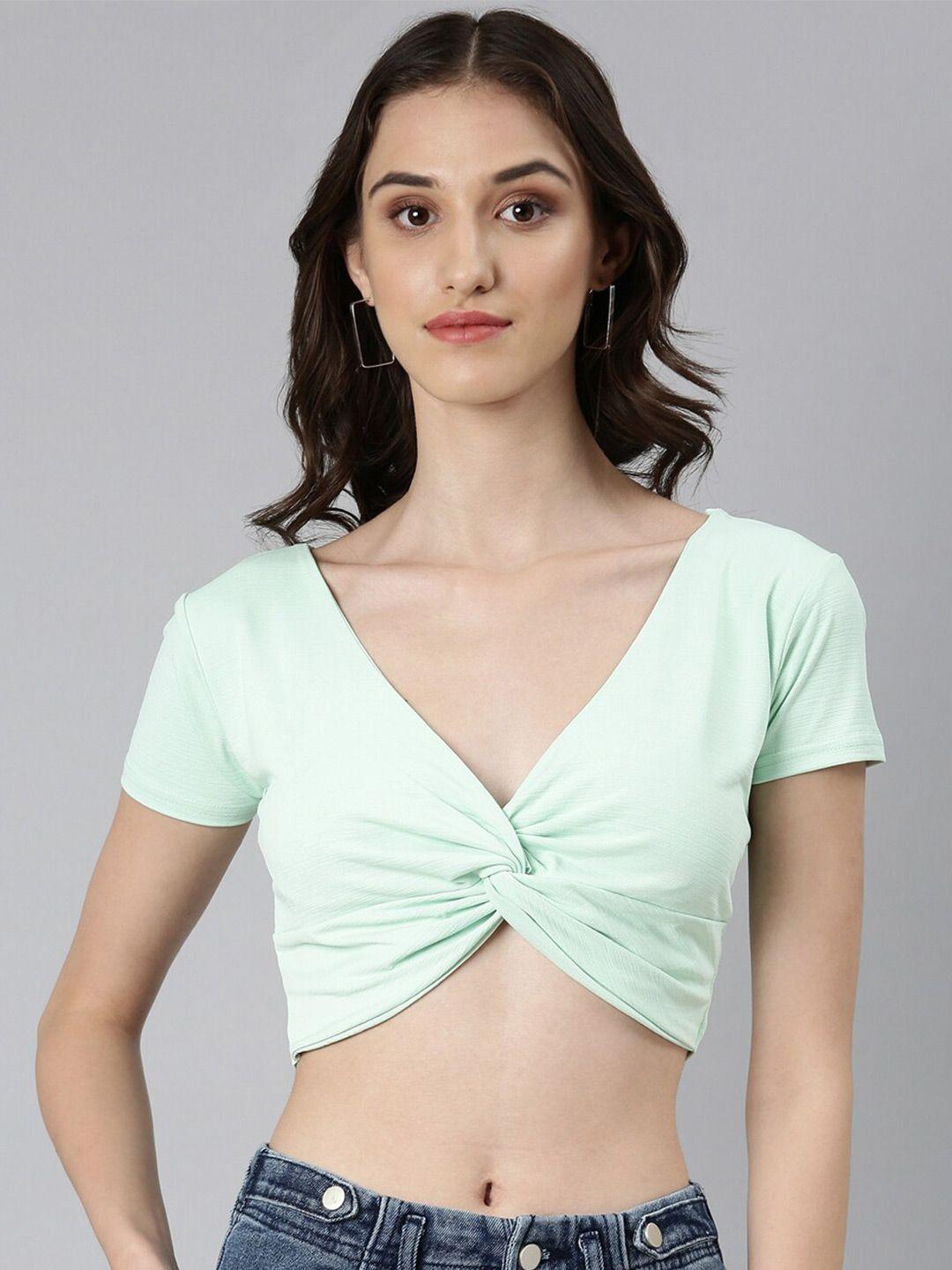 showoff v-neck cotton twisted crop top