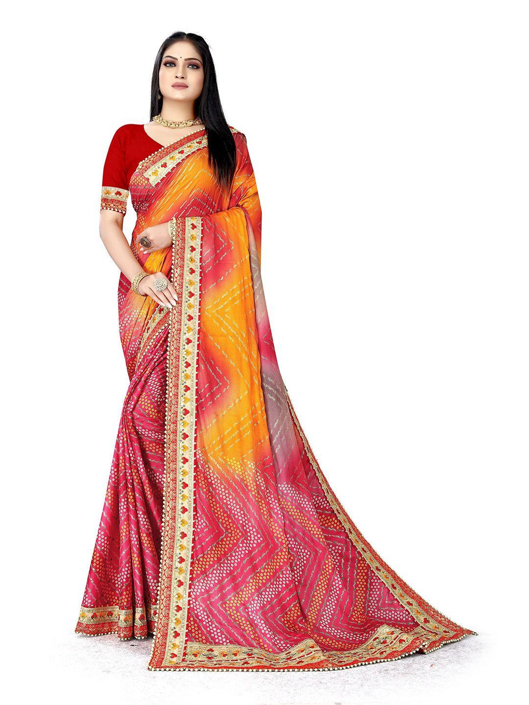 mitera bandhani printed pure chiffon bandhani saree