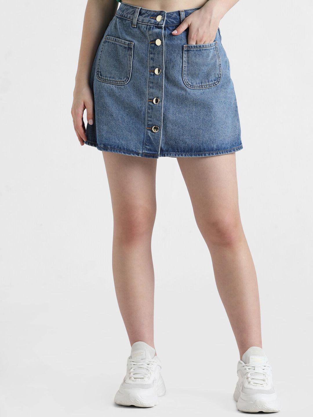 only straight mini pure cotton denim skort