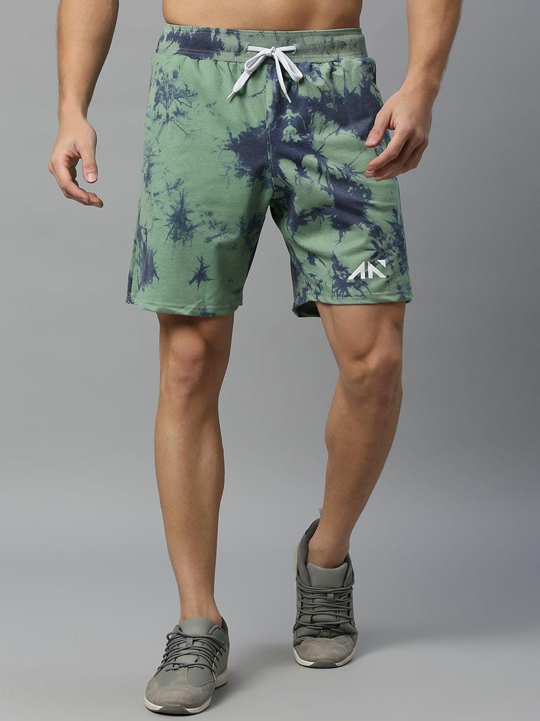 aesthetic nation men abstract printed mid-rise regular fit cotton sports shorts