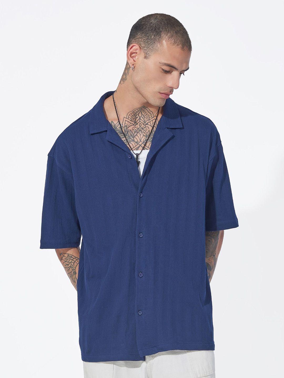 maniac men blue classic opaque casual shirt