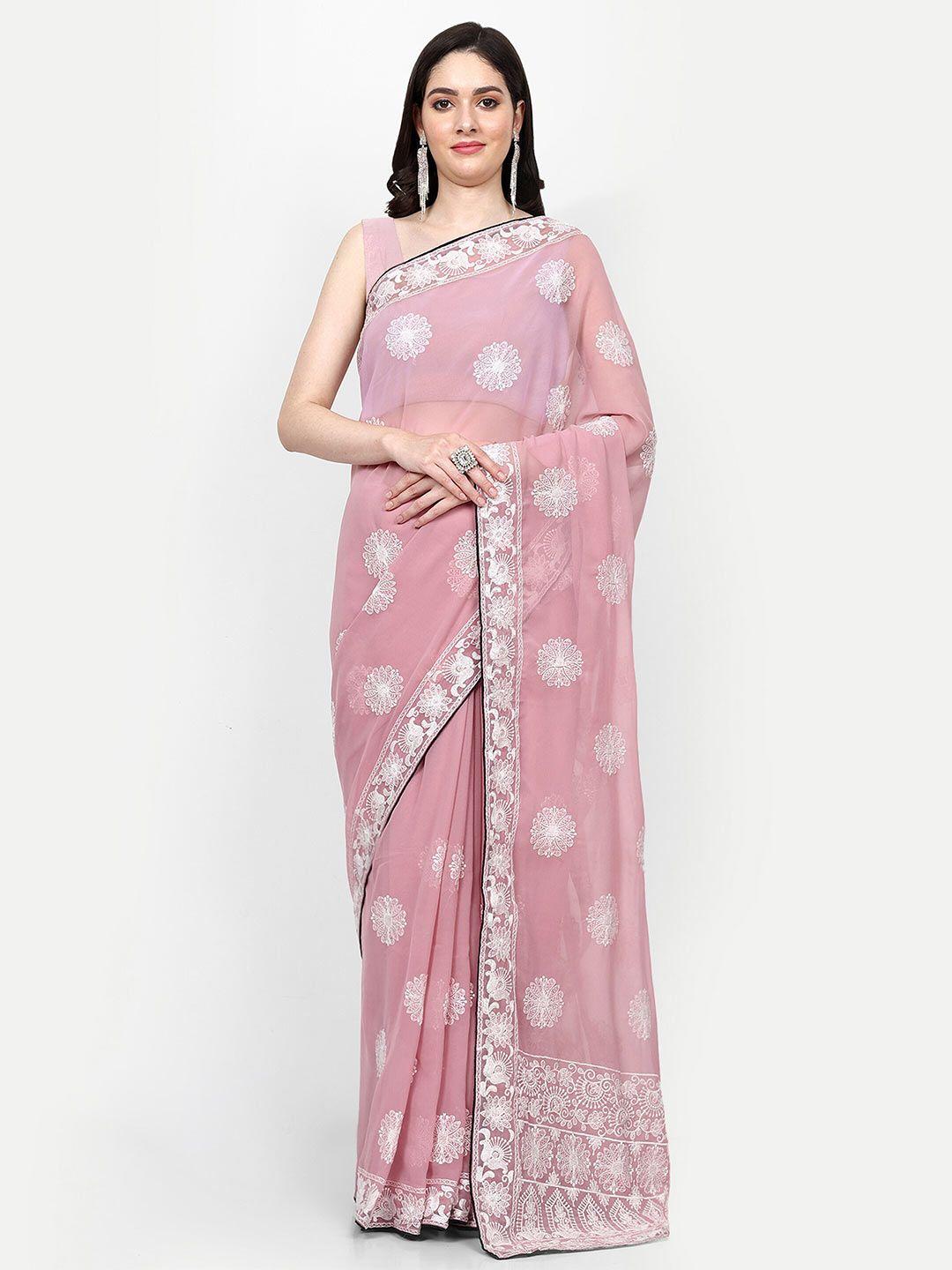 dwiza enterprise floral embroidered pure georgette saree