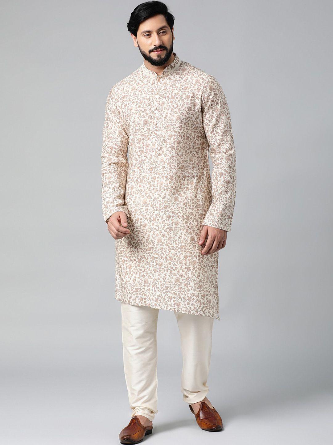 theethnic.co floral printed mandarin collar cotton regular kurta