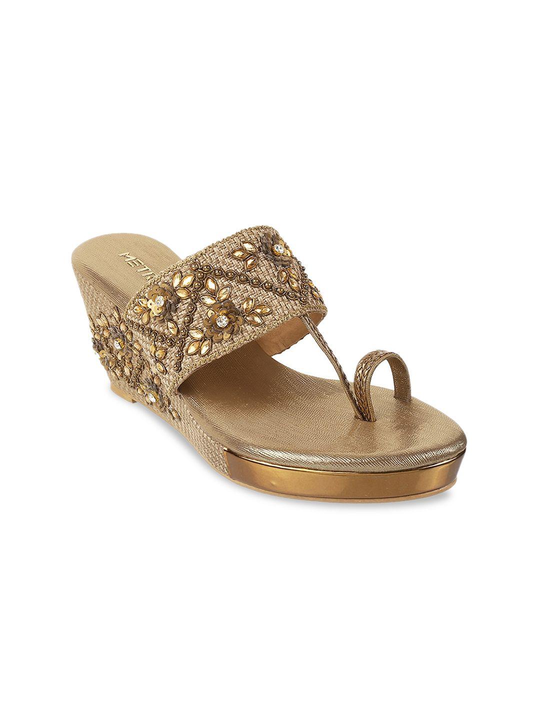 metro embellished wedge heels