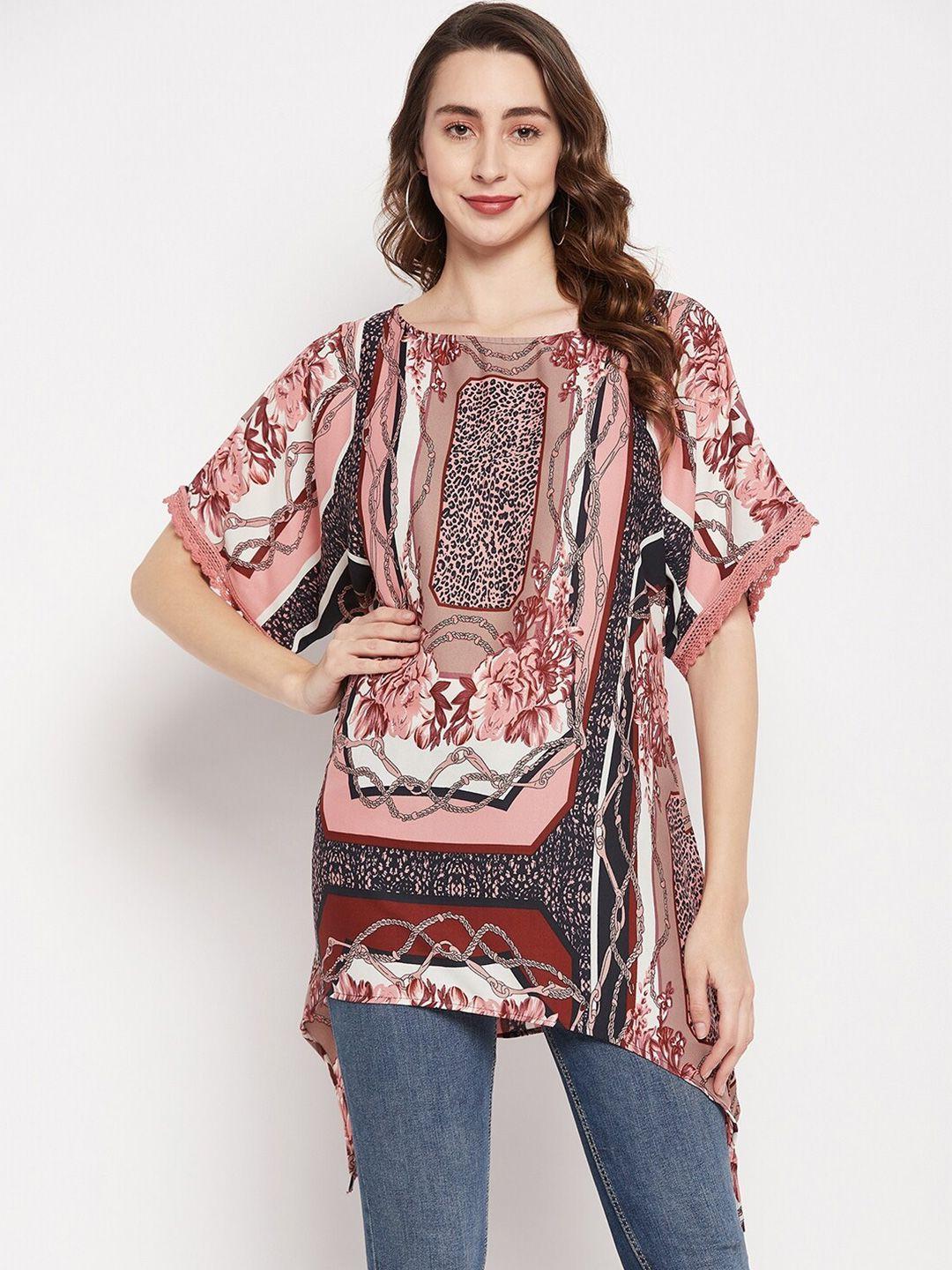 baesd ethnic motifs printed kimono sleeve kaftan top